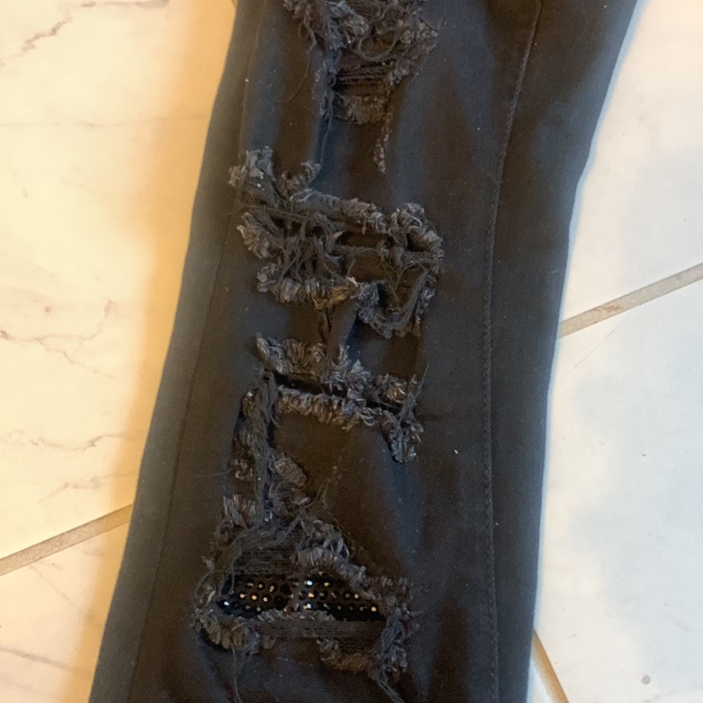 MNML Ripped Rhinestone Denim 33 - Picture 3 of 5
